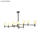 GobekUsa Modern 10-Head Orbit Chandelier Pendant, White Glass, Black/White/Gold, for Living Room Island Lighting