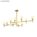 GobekUsa Modern 10-Head Orbit Chandelier Pendant, White Glass, Black/White/Gold, for Living Room Island Lighting