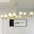 GobekUsa Modern 10-Head Orbit Chandelier Pendant, White Glass, Black/White/Gold, for Living Room Island Lighting