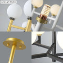 GobekUsa Modern 10-Head Orbit Chandelier Pendant, White Glass, Black/White/Gold, for Living Room Island Lighting