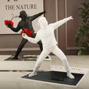 Modern black & white gorilla sculpture resin figurine living room decor by Decorbites