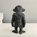 Modern black & white gorilla sculpture resin figurine living room decor by Decorbites