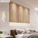GobekUsa Modern LED Bedroom Sconce Light with Leaf Acrylic Shade - Black/White Wall Lamp in Warm/White Light
