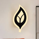 GobekUsa Modern LED Bedroom Sconce Light with Leaf Acrylic Shade - Black/White Wall Lamp in Warm/White Light