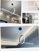 GobekUsa Black LED Ceiling Chandelier with Remote Control for Modern Minimalist Home Decor