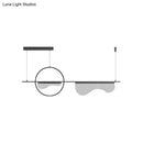 GobekUsa Contemporary LED Metal Island Pendant with Acrylic Wavy Design - Black Circle & Linear Down Lighting
