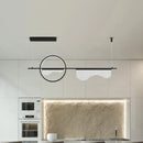 GobekUsa Contemporary LED Metal Island Pendant with Acrylic Wavy Design - Black Circle & Linear Down Lighting