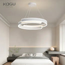 GobekUsa Black White LED Ring Chandelier Pendant Lights for Home Indoor Decor