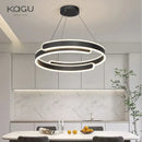 GobekUsa Black White LED Ring Chandelier Pendant Lights for Home Indoor Decor
