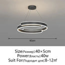 GobekUsa Black White LED Ring Chandelier Pendant Lights for Home Indoor Decor