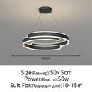 GobekUsa Black White LED Ring Chandelier Pendant Lights for Home Indoor Decor