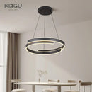GobekUsa Black White LED Ring Chandelier Pendant Lights for Home Indoor Decor