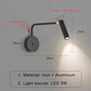 Modern black & white led wall lamp bedroom sconce with switch by Decorbites