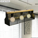 GobekUsa Modern Black/White Linear Island Pendant Light - 3-Light Metal and Wood - Dining Room Lighting