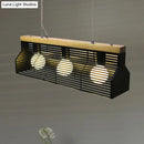 GobekUsa Modern Black/White Linear Island Pendant Light - 3-Light Metal and Wood - Dining Room Lighting