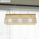 GobekUsa Modern Black/White Linear Island Pendant Light - 3-Light Metal and Wood - Dining Room Lighting