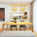 GobekUsa Modern Dome Island Lighting - 2/3 Heads, Black/White Metal Pendant Light with Wooden Beam for Kitchen