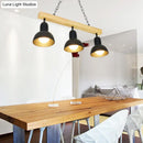 GobekUsa Modern Dome Island Lighting - 2/3 Heads, Black/White Metal Pendant Light with Wooden Beam for Kitchen