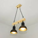 GobekUsa Modern Dome Island Lighting - 2/3 Heads, Black/White Metal Pendant Light with Wooden Beam for Kitchen