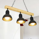 GobekUsa Modern Dome Island Lighting - 2/3 Heads, Black/White Metal Pendant Light with Wooden Beam for Kitchen