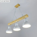 GobekUsa Modern Dome Island Lighting - 2/3 Heads, Black/White Metal Pendant Light with Wooden Beam for Kitchen