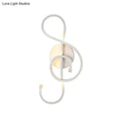 GobekUsa Modern LED Wall Sconce with Acrylic Shade for Bedroom - Black/White Wavy/Musical Note Design
