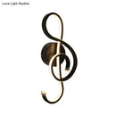 GobekUsa Modern LED Wall Sconce with Acrylic Shade for Bedroom - Black/White Wavy/Musical Note Design