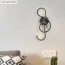 GobekUsa Modern LED Wall Sconce with Acrylic Shade for Bedroom - Black/White Wavy/Musical Note Design