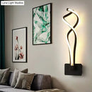 GobekUsa Modern LED Wall Sconce with Acrylic Shade for Bedroom - Black/White Wavy/Musical Note Design