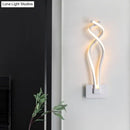 GobekUsa Modern LED Wall Sconce with Acrylic Shade for Bedroom - Black/White Wavy/Musical Note Design