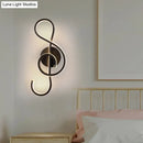 GobekUsa Modern LED Wall Sconce with Acrylic Shade for Bedroom - Black/White Wavy/Musical Note Design