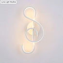 GobekUsa Modern LED Wall Sconce with Acrylic Shade for Bedroom - Black/White Wavy/Musical Note Design