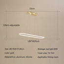 GobekUsa Gold Oval LED Chandelier Dimmable Dining Room Pendant Light Fixture