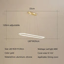 GobekUsa Gold Oval LED Chandelier Dimmable Dining Room Pendant Light Fixture