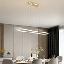 GobekUsa Gold Oval LED Chandelier Dimmable Dining Room Pendant Light Fixture