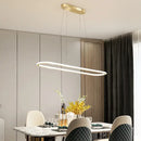 GobekUsa Gold Oval LED Chandelier Dimmable Dining Room Pendant Light Fixture