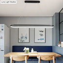 GobekUsa Modern Oval Suspended LED Restaurant Island Light in Black/White: Stylish Metal Fixture