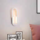 GobekUsa Sleek Black/White Sloped Half-Oblong Sconce Minimalist Acrylic LED Wall Light in Warm/White - Perfect for Parlor