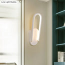 GobekUsa Sleek Black/White Sloped Half-Oblong Sconce Minimalist Acrylic LED Wall Light in Warm/White - Perfect for Parlor