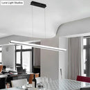GobekUsa Minimalist LED Hanging Lamp with Black and White Plank Design - Acrylic Island Lighting for Tables