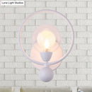 GobekUsa Modern Black/White Ring Wall Sconce Lamp with Glass Ball Shade