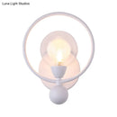 GobekUsa Modern Black/White Ring Wall Sconce Lamp with Glass Ball Shade