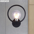 GobekUsa Modern Black/White Ring Wall Sconce Lamp with Glass Ball Shade