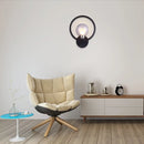 GobekUsa Modern Black/White Ring Wall Sconce Lamp with Glass Ball Shade