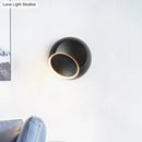 GobekUsa Modern Black/White Rotating Eclipse Wall Lamp with LED Iron Sconce Design