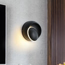 GobekUsa Modern Black/White Rotating Eclipse Wall Lamp with LED Iron Sconce Design