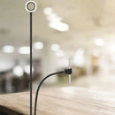 GobekUsa Sleek Metal Round USB Mirror Lamp with Portable LED Fill Lighting and Flexible Arm, Simplicity Black/White Finish