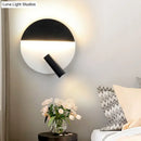 GobekUsa Modern Round Wall Lamp - Black/White with LED Spotlight