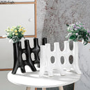 GobekUsa Ceramic Vase with Artificial Flowers | Modern Abstract Floral Living Room Decor