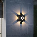 GobekUsa Modern Snowflake Outdoor LED Wall Light- Plastic, 6-Bulb Flush Mount Sconce in Black- Warm/White Light